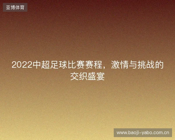 2022中超足球比赛赛程，激情与挑战的交织盛宴